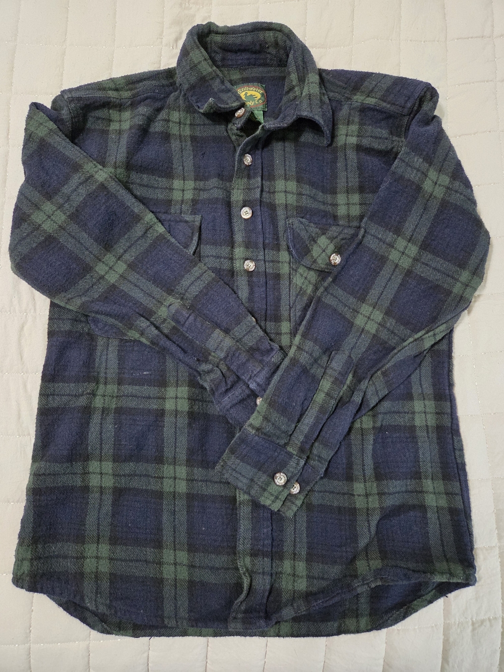 Men's Blue & Green Plaid Button-Down Shirt - Casual Flannel